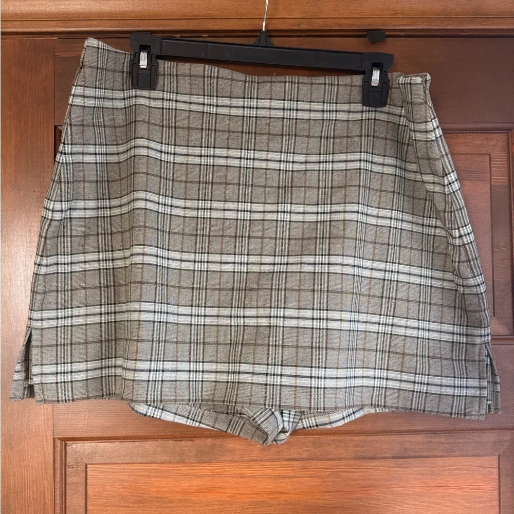 Express Editor Plaid Super High Waisted Mini Skort